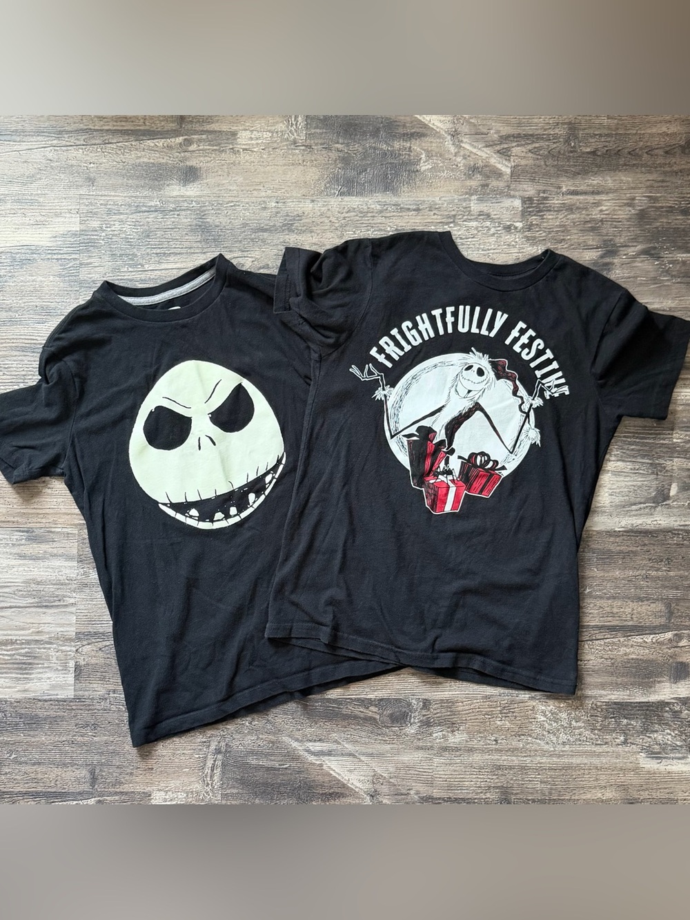 Lot of 2 Nightmare Before Christmas black short sleeve shirts boys L 10-12